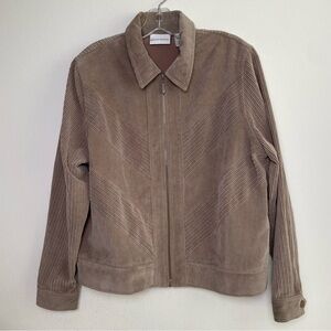 ALFRED DUNNER Vintage Corduroy Zip Shacket Jacket Pockets Neutral Minimalist 14